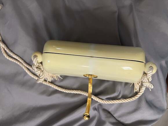 Vintage 1950s Cream Lucite Box Purse with Rope Tassel Strap - Picture 5 of 8